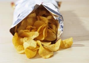 Metallized cellophane chips