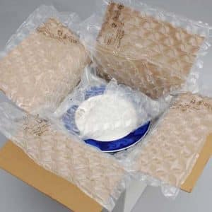 بسته بندی بشقاب چینی با پلاستیک حبابدار