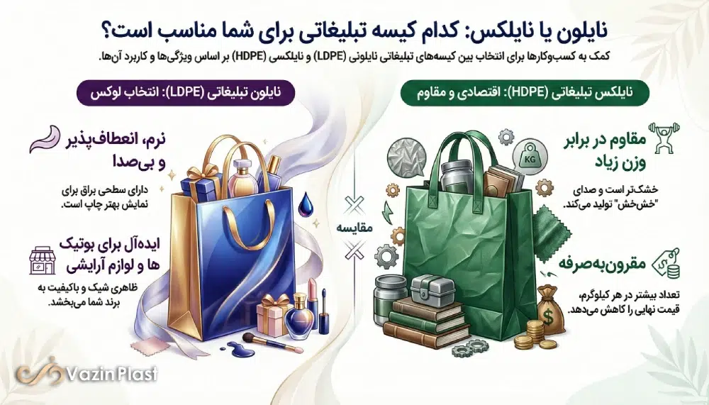 نایلون تبلیغاتی(LDPE) در برابر نایلکس تبلیغاتی(HDPE)